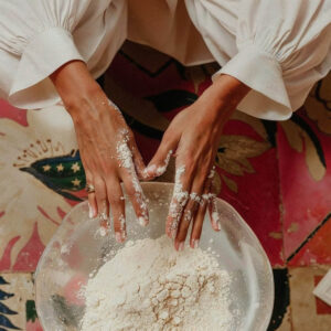 baking in a homey kitchen