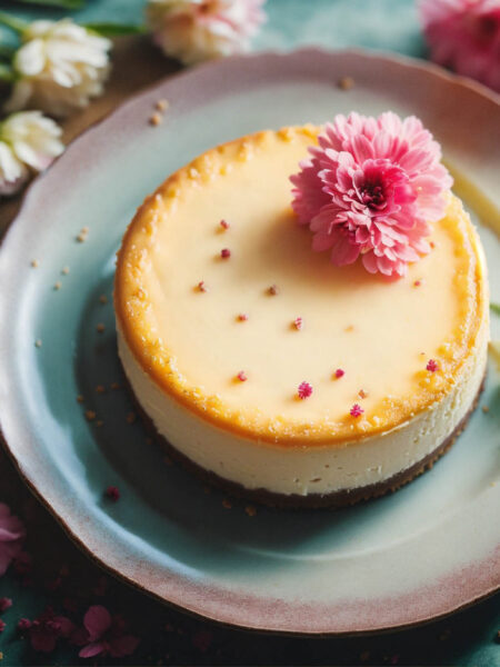 looking down plate of cheesecake
